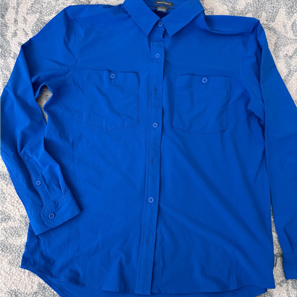 Eddie Bauer Vibrant Blue Casual Button Down Shirt size S